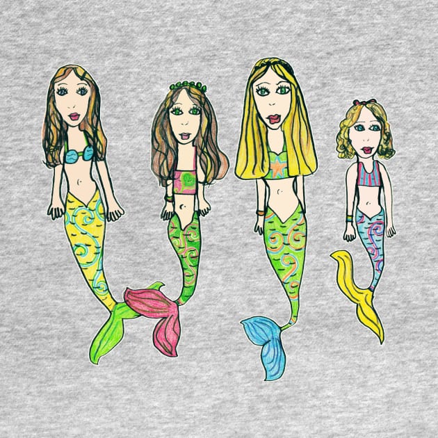 Tane's Drawing of My Girls as Mermaids by micklyn